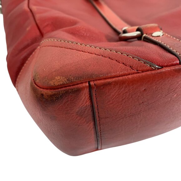 COACH Classic RED Leather Gallery East West Tote F12525 Satchel w/ Hang Tag Fob - Picture 15 of 16